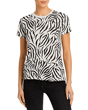 Atm Anthony Thomas Melillo Zebra Printed-jersey Schoolboy Tee In Silver