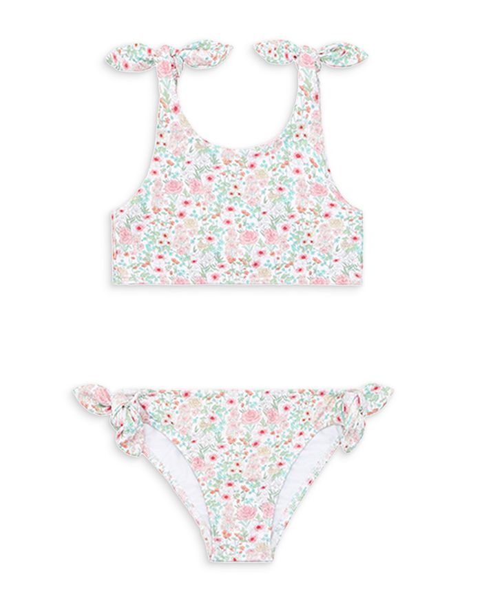 Minnow Girls' Two Piece Tie Detail Floral Swim Suit - Little Kid, Big ...