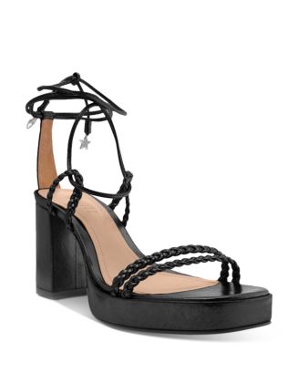 SCHUTZ Womens Black Braided Strappy Lunah Square Toe Lace-Up Gladiator Sandals Shoes