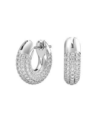 Swarovski - Dextera Pav&eacute; Tubular Hoop Earrings in Rhodium Plate
