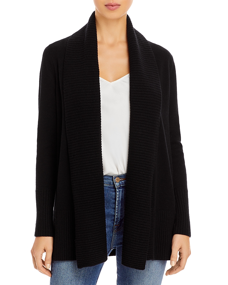 C By Bloomingdale's Cashmere Open Front Brushed Cashmere Cardigan - 100% Exclusive In Black