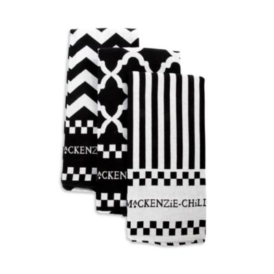 MacKenzie-Childs - Black & White Zig Zag Dish Towels, Set of 3