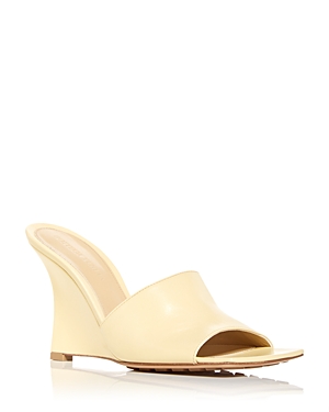 Bottega Veneta Wedge Leather 110mm Sandals In Moon Beam