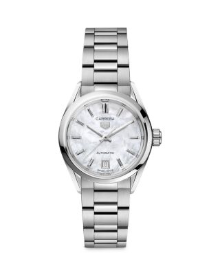 TAG Heuer - Carrera Stainless Steel and White Mother of Pearl Automatic Dial Watch, 29mm