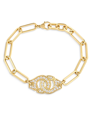 Shop Dinh Van 18k Yellow Gold Menottes Diamond Chain Bracelet