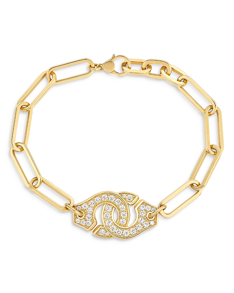 Dinh Van 18K Yellow Gold Menottes Diamond Chain Bracelet