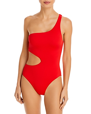 Aqua One Shoulder Cut Out One Piece Swimsuit - 100% Exclusive In Red