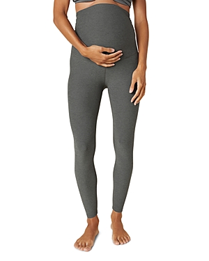 Shop Beyond Yoga Space Dyed Love The Bump Maternity Leggings In Pewter Heather