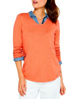 orange v neck sweater women's