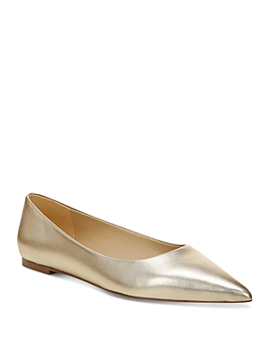 Sam Edelman Wanda Womens Comfort Insole Pointed Toe Ballet Flats In Gold