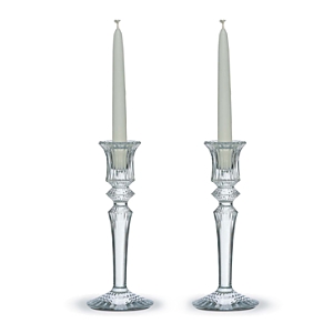 Shop Baccarat Mille Nuits Candleholders, Set Of 2 In Clear