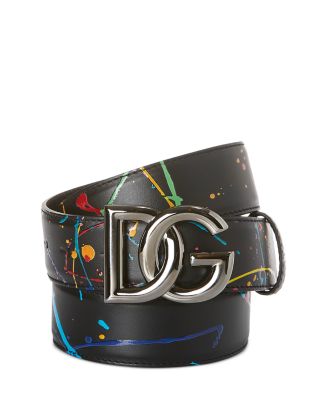 Dolce & Gabbana Men's Interlocking Logo Paint Splatter Leather Belt |  Bloomingdale's