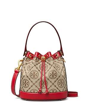 TORY BURCH T MONOGRAM JACQUARD BUCKET BAG