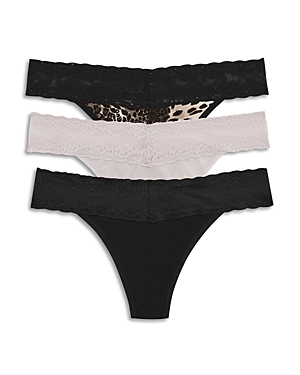 Natori Bliss Perfection Thongs, Set Of 3 In Leo/gry/bk