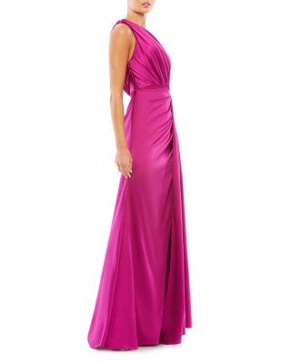  Draped One Shoulder Satin Gown