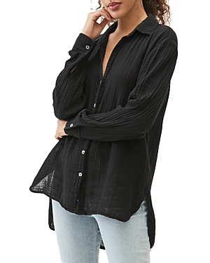Shop Michael Stars Relaxed Button Down Top In Black