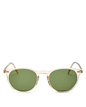 Oliver Peoples Round Sunglasses, 49mm In Buff/green