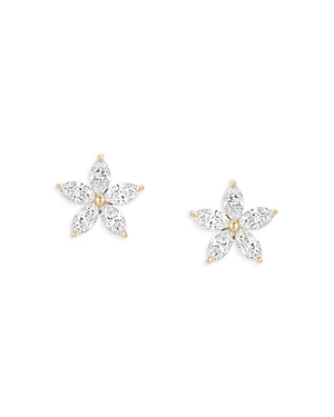 Adina Reyter 14k Yellow Gold Paris Diamond Marquis Flower Stud Earrings