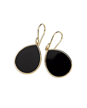 Ippolita 18k Yellow Gold Polished Rock Candy Black Onyx Teardrop Earrings In Black/gold