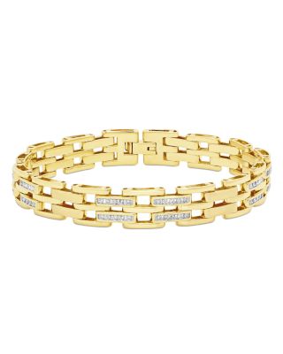 Bloomingdale's Men's Diamond Link Bracelet In 14K White & Yellow Gold ...