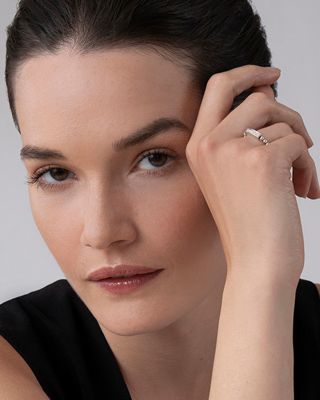 Sterling Silver Caviar Spark Diamond Stacking Ring