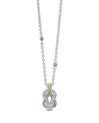 Lagos 18K Yellow Gold & Sterling Silver Newport Diamond Knot Pendant Necklace, 16-18