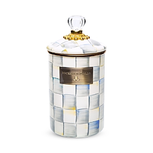 Shop Mackenzie-childs Sterling Check Enamel Canister, Large In Multi