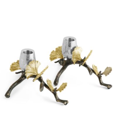 Butterfly Ginkgo Candleholder, Set of 2