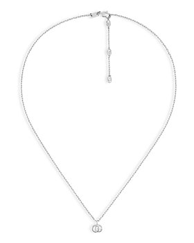 Gucci - 18K White Gold Running G Diamond Necklace, 16.5"