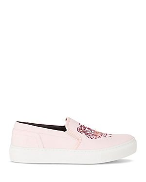 Kenzo Tiger-embroidered Slip-on Sneakers In Faded Pink