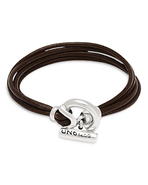 Uno De 50 On The Way Bundled Leather Flex Bracelet In Silver/brown
