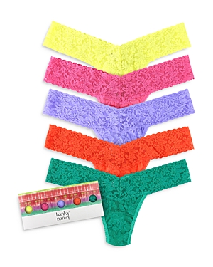 Hanky Panky Signature Low-rise Thongs, Set Of 5 In Cfiy/srup/hyac/crsp/mala