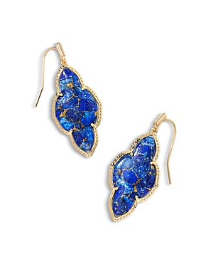 Kendra Scott Abbie Drop Earrings In Gold Bronze Veined Lapis