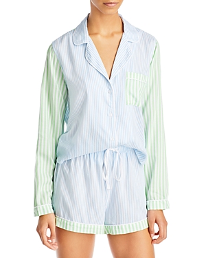 Rails Kellen Striped Long Sleeve Shorts Pajama Set In Mixed Lagoon Stripe