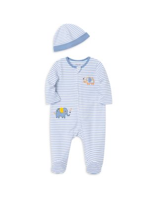 Boys' Cotton Striped Elephant Footie & Hat Set - Baby
