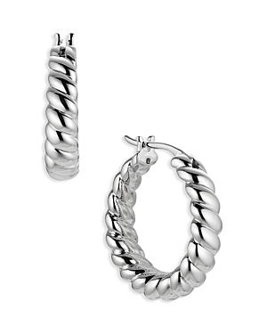 Nadri Golden Hour Twist Hoop Earrings In Rhodium Plated In Rhodium