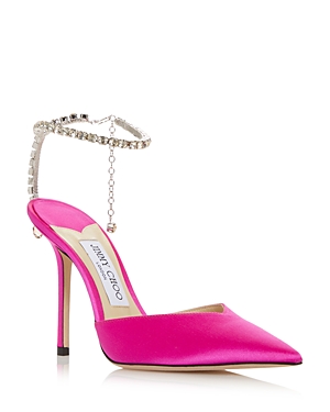 Jimmy Choo Saeda 100 Pink Satin Sandals In Fuschia