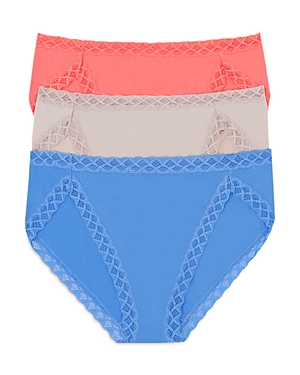 Natori Bliss French Cut Bikinis, Set Of 3 In Sunrise/marble/pool Blue