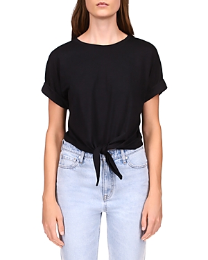 Shop Sanctuary All Day Tie Front Tee In Black