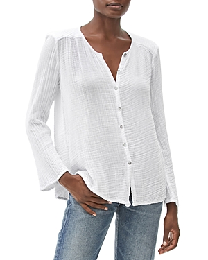 Shop Michael Stars Zia Button Up Top In White