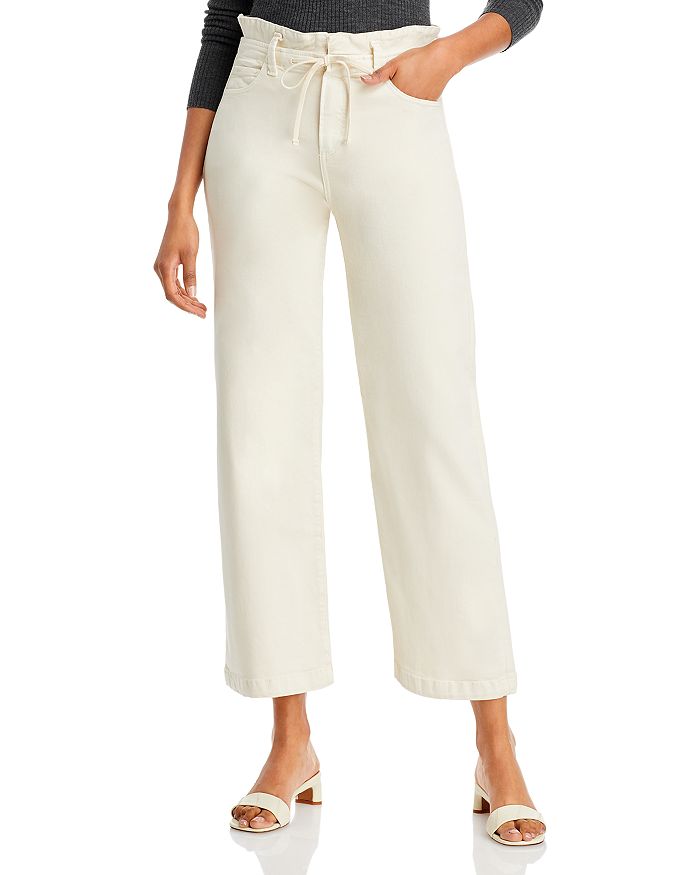 Ecru high rise pants with straight wide legs