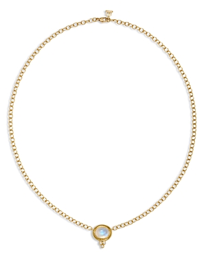 Shop Temple St Clair 18k Yellow Gold Classic Blue Moonstone & Diamond Pendant Necklace, 16-18