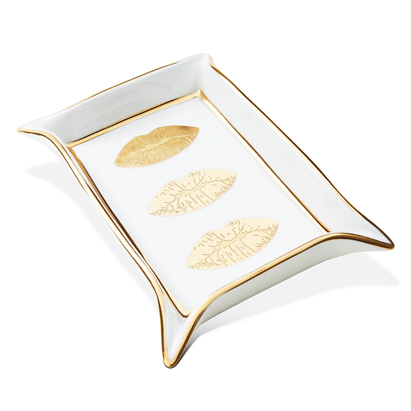 Jonathan Adler Lips Porcelain Valet Tray In White