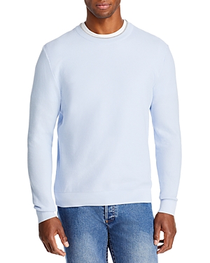 The Men's Store At Bloomingdale's Cotton Tipped Textured Birdseye Regular Fit Crewneck Sweater - 100 In Cloud Blue