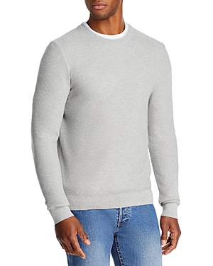 The Men's Store At Bloomingdale's Cotton Tipped Textured Birdseye Regular Fit Crewneck Sweater - 100 In Heather Gray