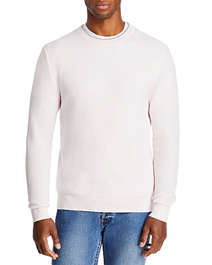 The Men's Store At Bloomingdale's Cotton Tipped Textured Birdseye Regular Fit Crewneck Sweater - 100 In Orchid Ice