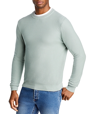 The Men's Store At Bloomingdale's Cotton Tipped Textured Birdseye Regular Fit Crewneck Sweater - 100 In Slate Green