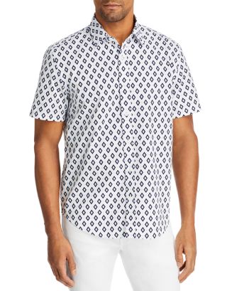 The Men's Store at Bloomingdale's Cotton Geo Print Regular Fit Button ...