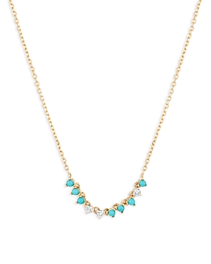 Adina Reyter 14k Yellow Gold Turquoise & Diamond Collar Necklace, 15-16 In Turquoise/gold