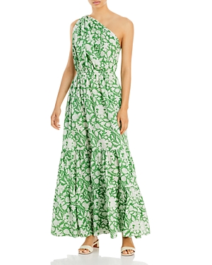 Charina Sarte Botanica One Shoulder Maxi Dress In Green | ModeSens
